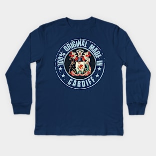 Cardiff, 100% original made in Cardiff, Cardiff supporter Kids Long Sleeve T-Shirt